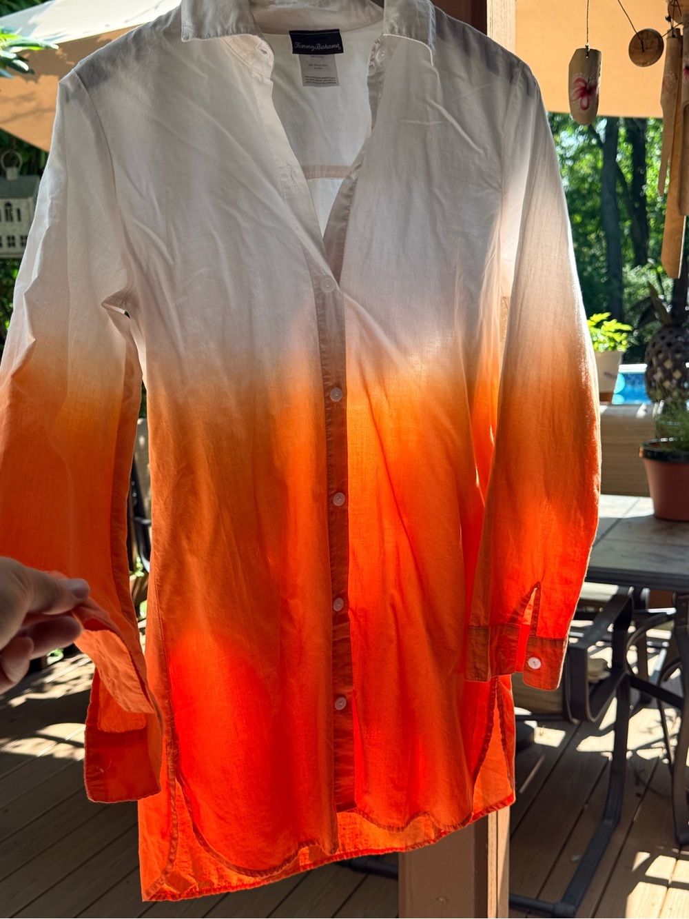 Tommy Bahama White to Orange Ombre Button-Down Shirt